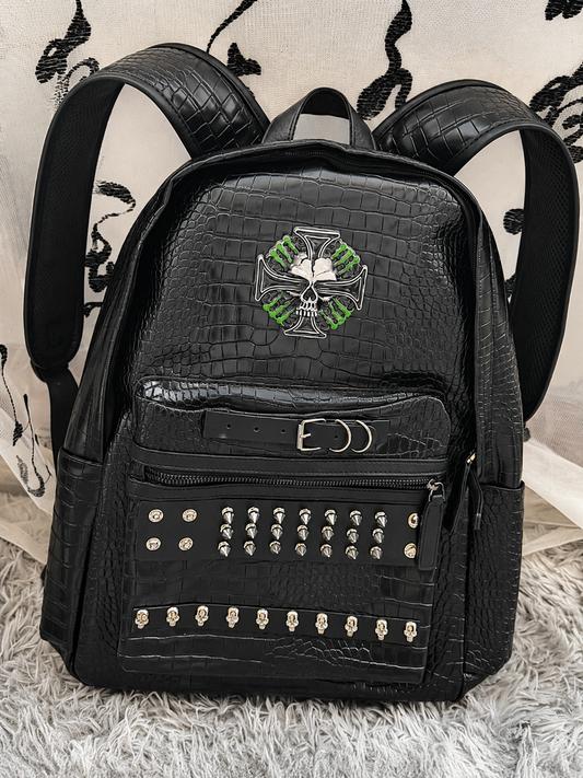 Obsidian Croc Skull Backpack