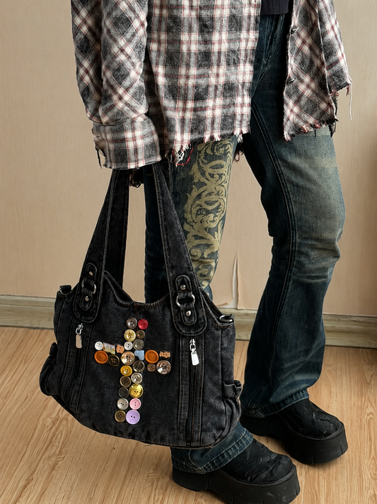 Vintage Cross Denim Rider Bag
