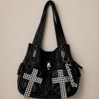 Midnight Cross Rivet Tote Bag