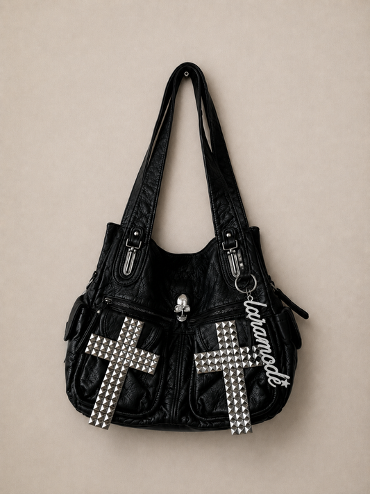 Midnight Cross Rivet Tote Bag