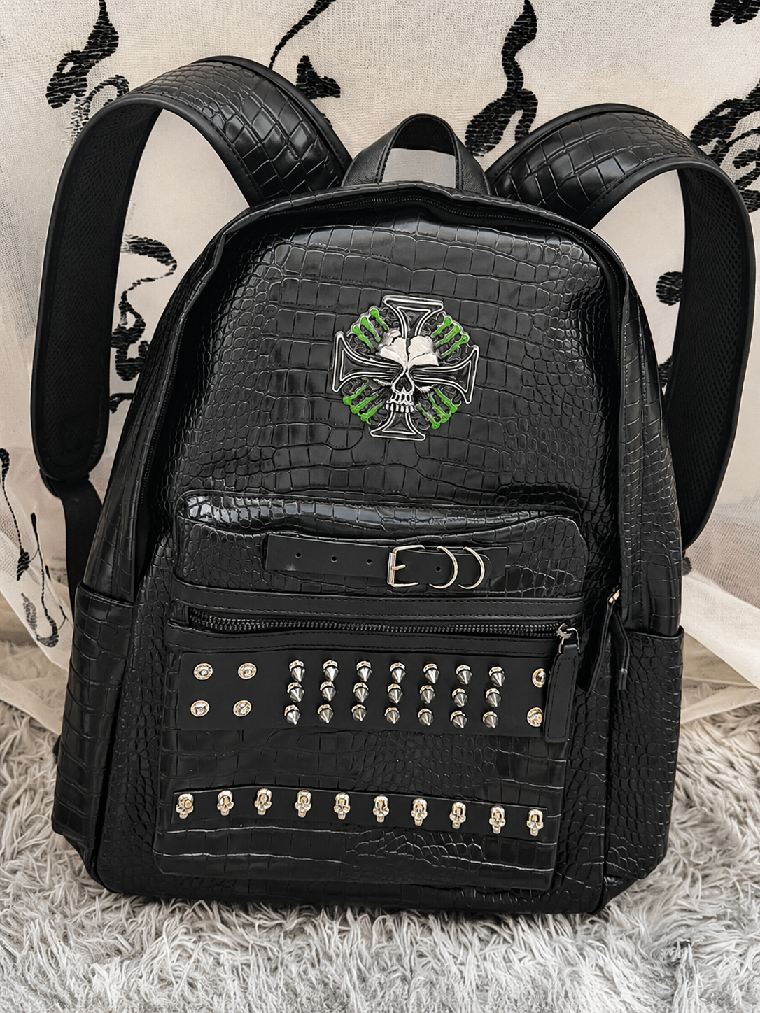 Obsidian Croc Skull Backpack