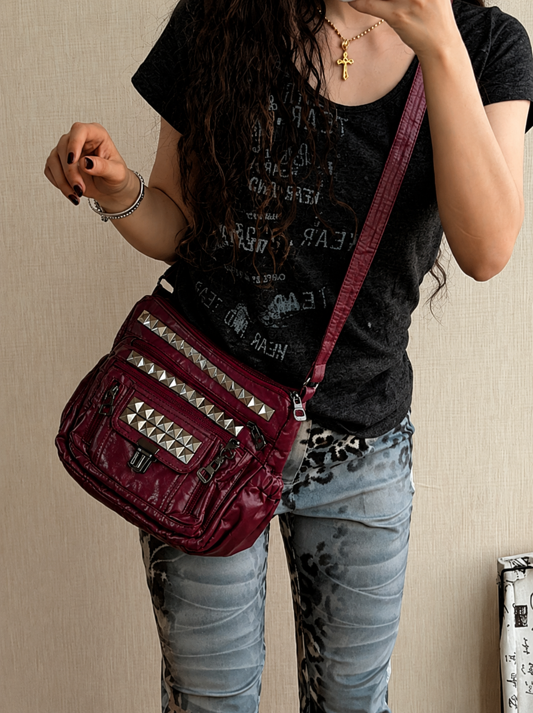 Crimson Riot Multi-Pocket Shoulder Bag