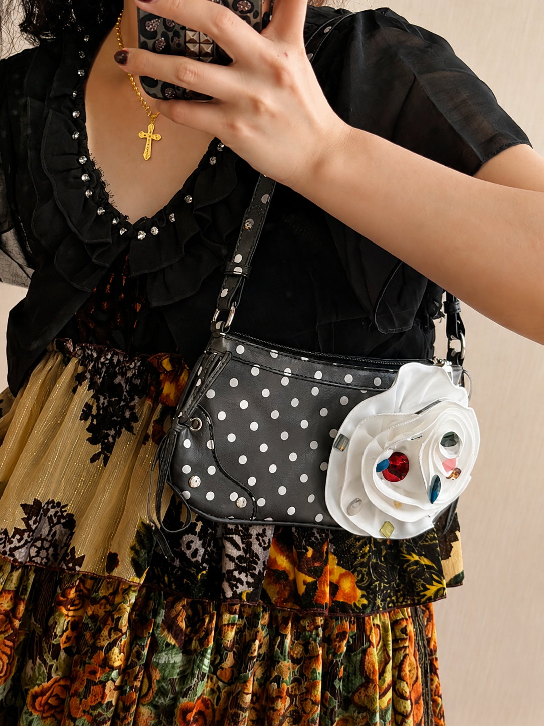 Luna Bloom Polka Shoulder Bag