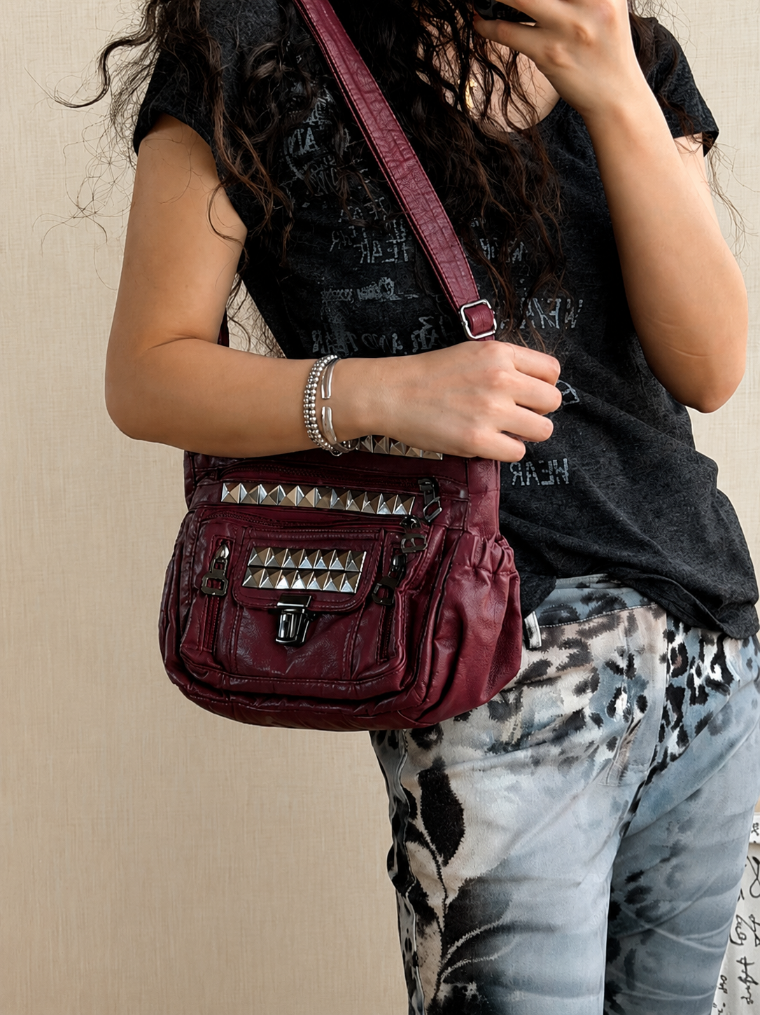 Crimson Riot Multi-Pocket Shoulder Bag
