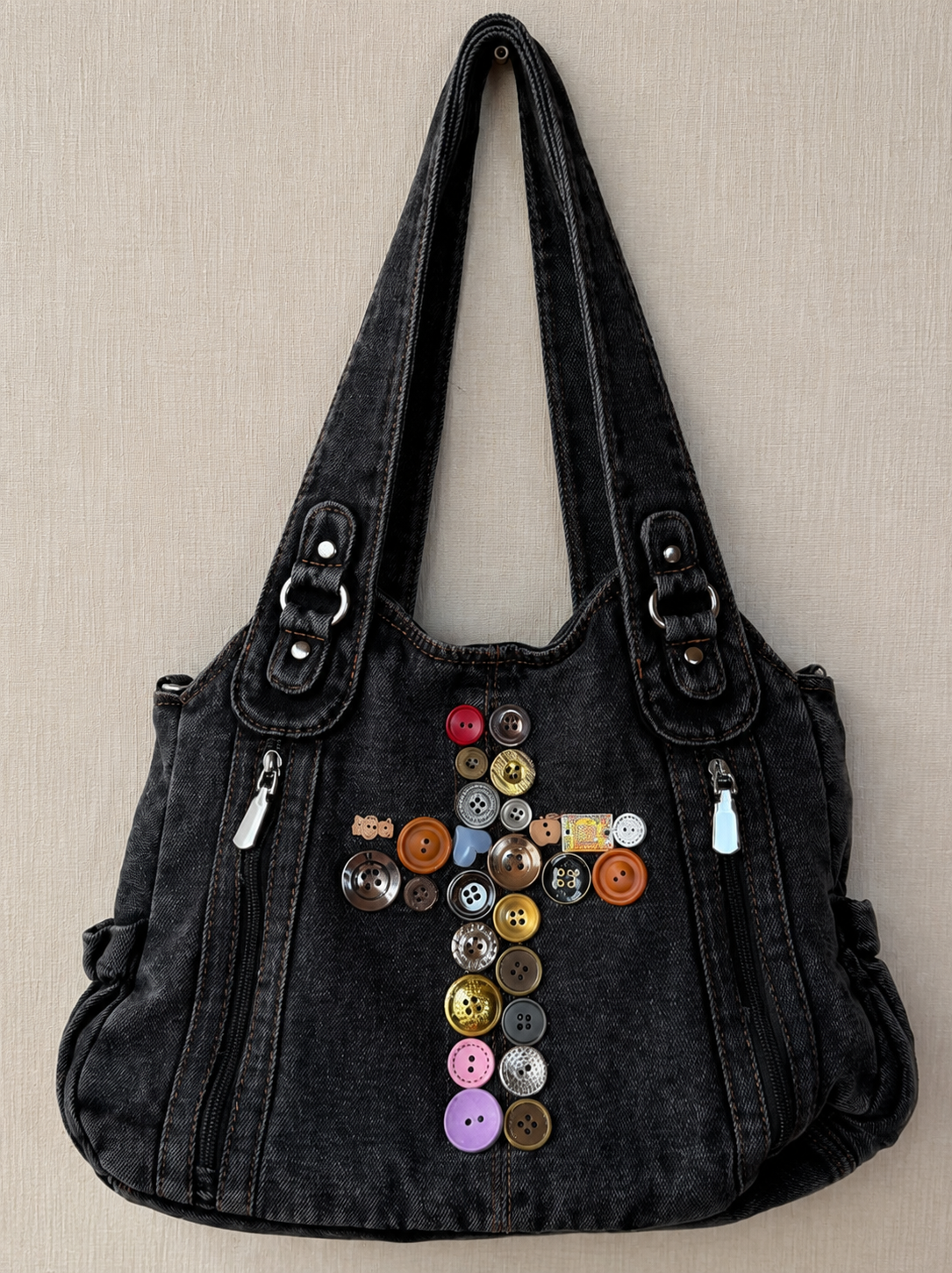 Vintage Cross Denim Rider Bag